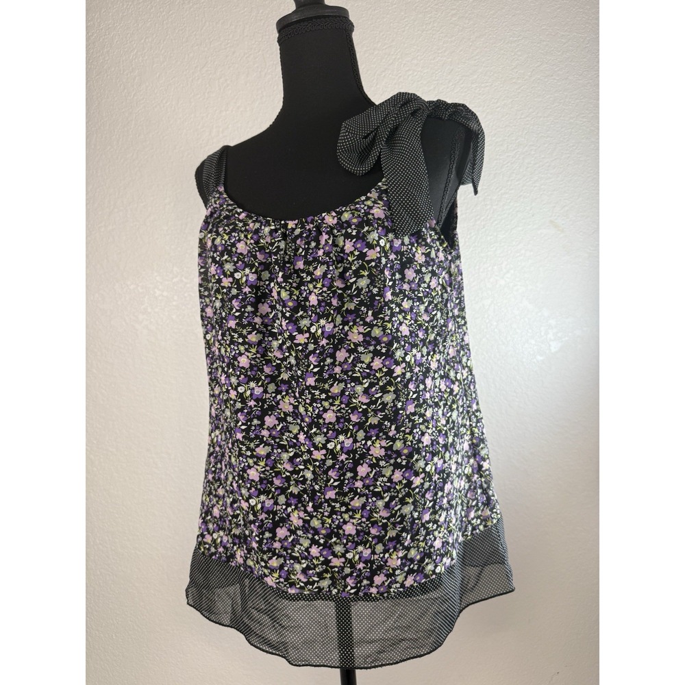 Y2K Trixxi Women's Floral Polka‎ Dot Short Sleeve Shirt Size Small Ribbon Fairy